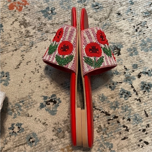 NWT Fiona Cherry Beaded Slide Sandals 🍒 Anthropologie Maeve - Picture 10 of 13